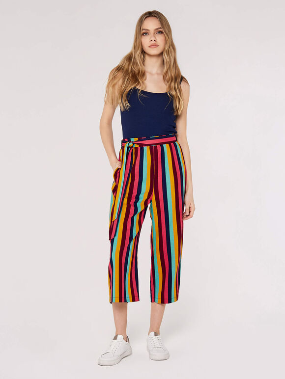 Vertical Stripe Culottes, Mustard, large