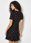 Polka Dot Knitted Shift Mini Dress, Black, large