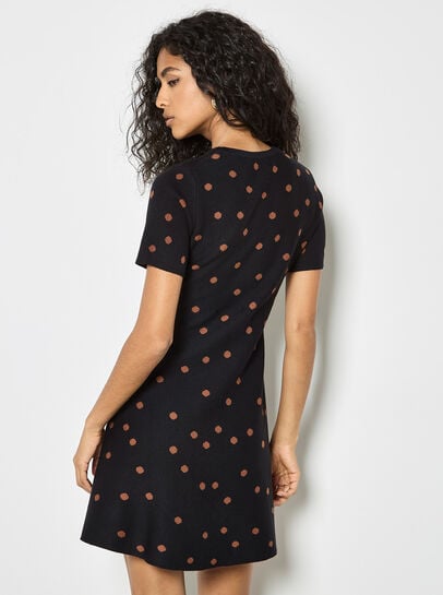 Polka Dot Knitted Shift Mini Dress