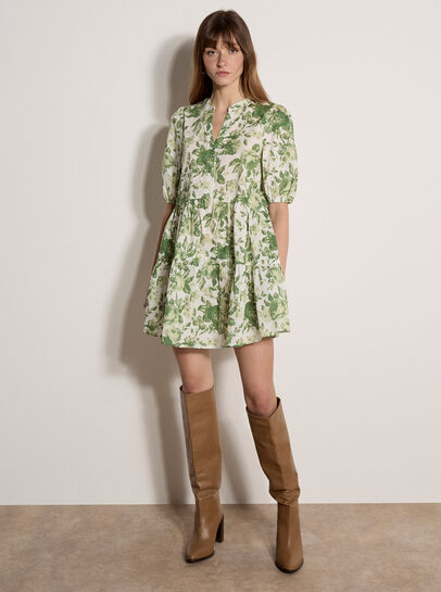Floral Print Cotton Mini Dress