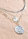Silver Tone Layered Pendant Necklace, Silver, large