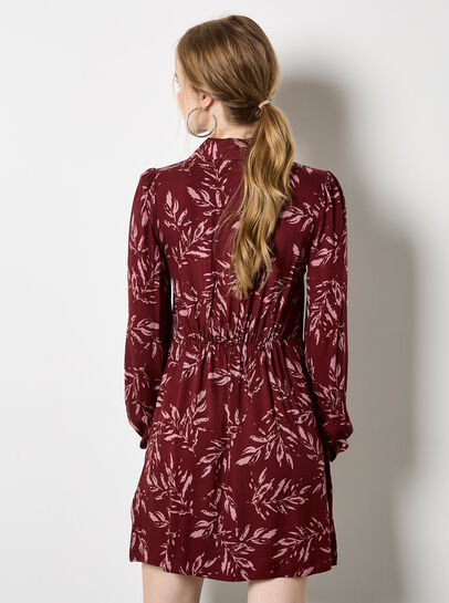 Leaf Print Shirt Mini Dress