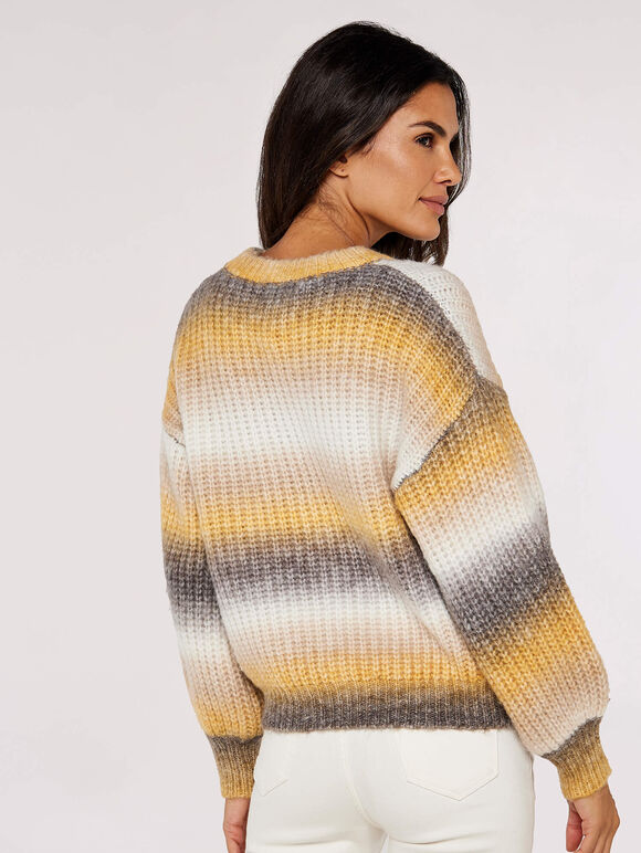 SpaceDye Stripe Fisherman Jumper, Mustard, large