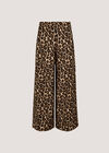 Leopard Print Wide-Leg Trousers, Brown, large