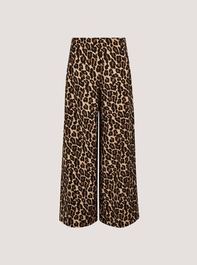 Leopard Print Wide-Leg Trousers