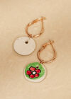 Hand Painted Ceramic Hoop Earrings, Green, large