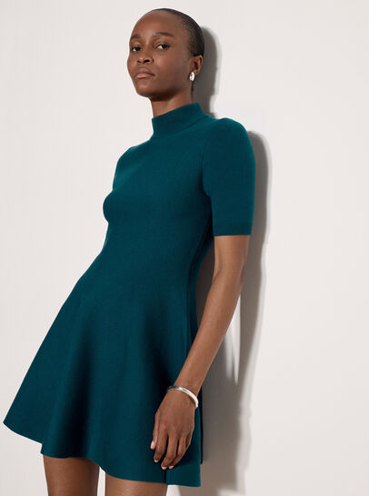 Fit And Flare Ribbed Knit Mini Dress