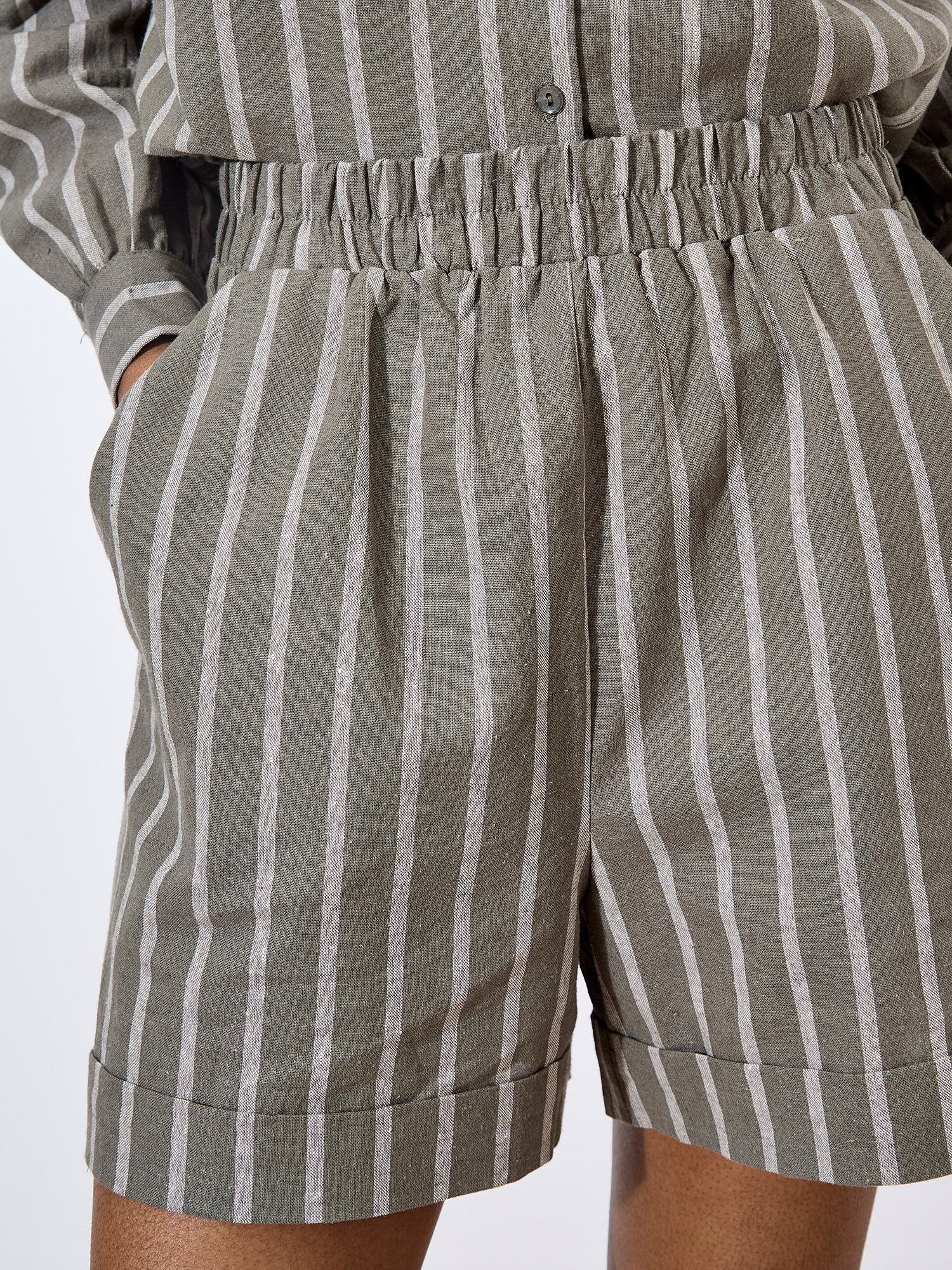 Linen Blend Stripe Shorts | Apricot Clothing