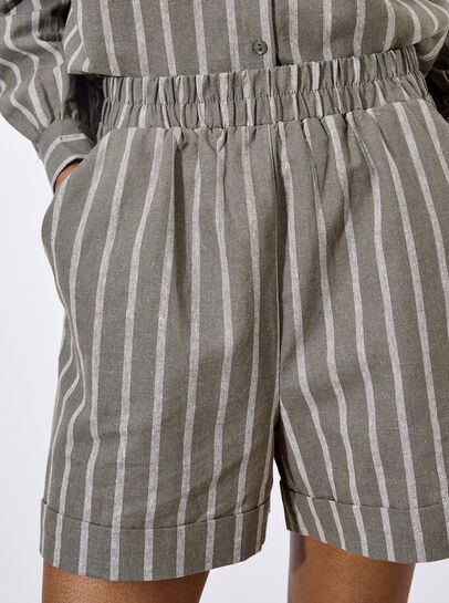 Linen Blend Stripe Shorts