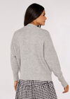 Knit Boyfriend Cardigan, Grey, large