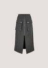 Pinstripe Cargo Midi Skirt, Black, large