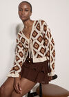 Diamond Crochet Cardigan, Rust, large