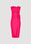 Cotton Wrap Midi Dress, Fuchsia, large