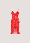 Leopard Print Ruffle Midi Dress, Red, large