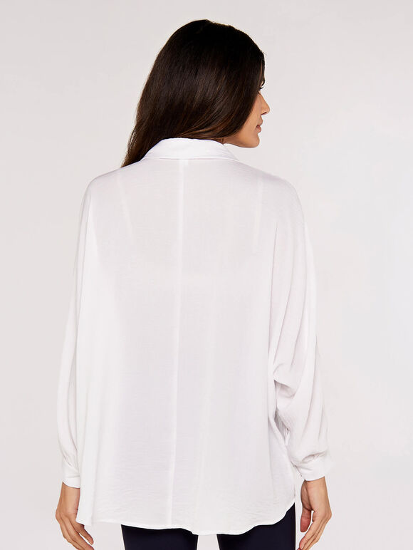 Oversized Batwing Airflow Shirt, Cream, large