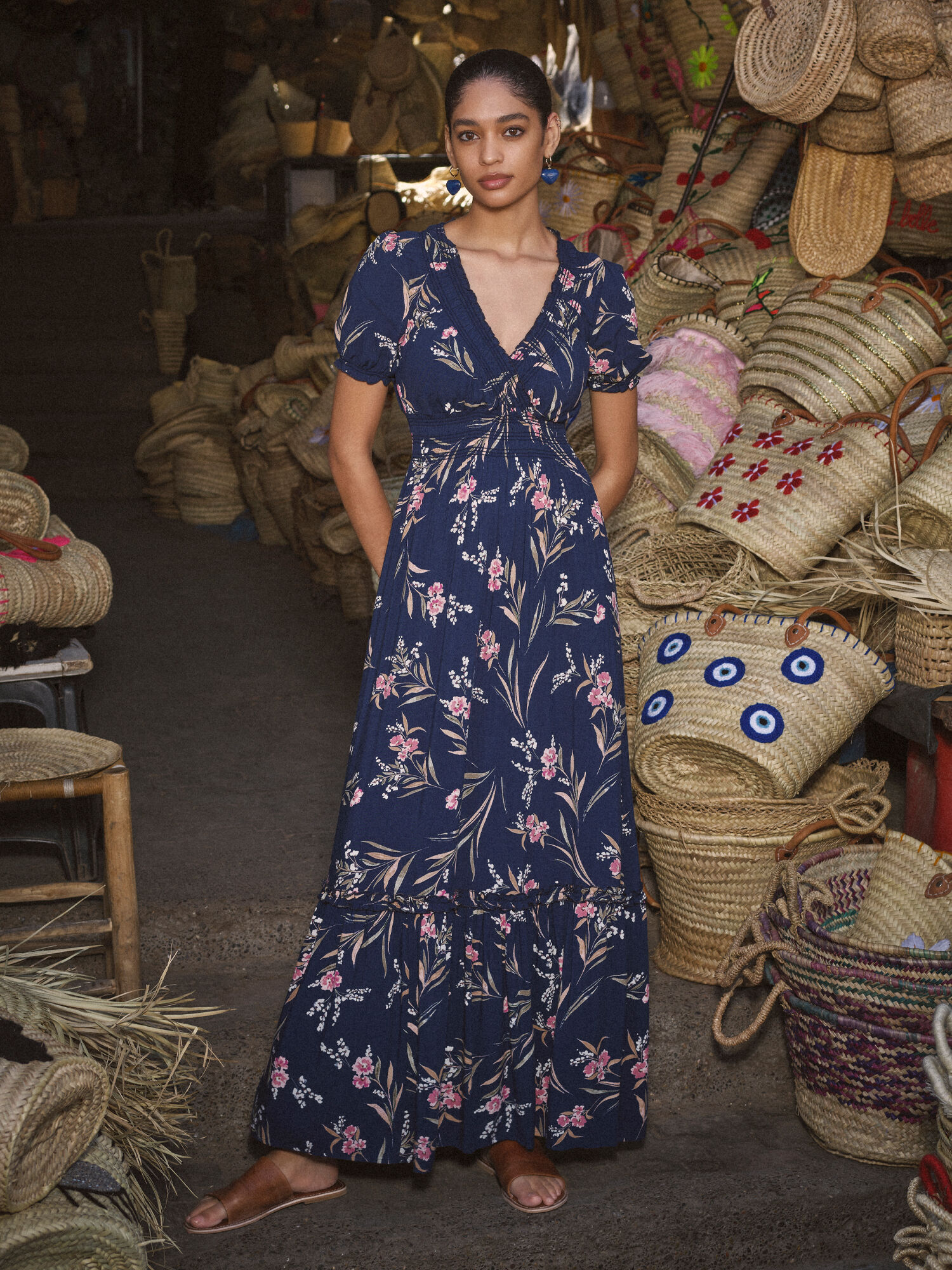 Apricot smock maxi dress deals