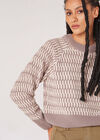 Cropped Chenille Twisted Cable Jumper, Stone, large