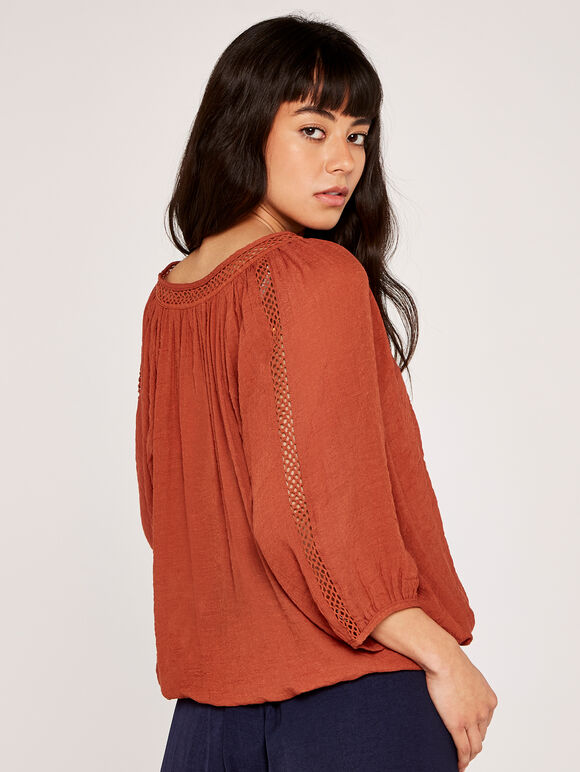 Crochet Tassel Top, Rust, large