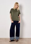 Ruffle Sleeve T-Shirt, Khaki, large