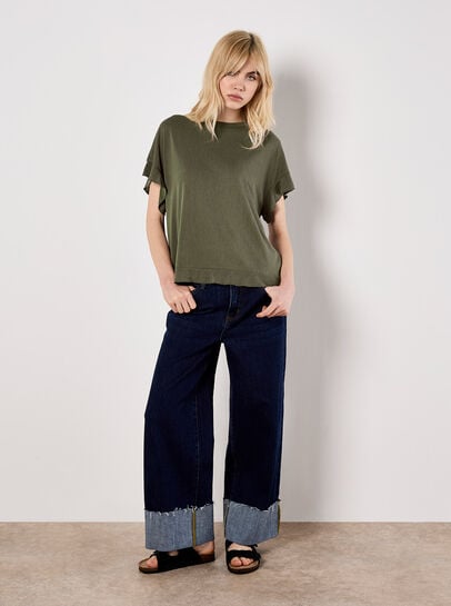 Ruffle Sleeve T-Shirt