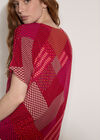 Geometric Patchwork Textured T-Shirt, Fuchsia, large