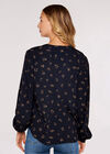 Scribble Print  Blouse, Navy, large