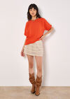 Textured Cotton Button Back T-Shirt, Orange, large