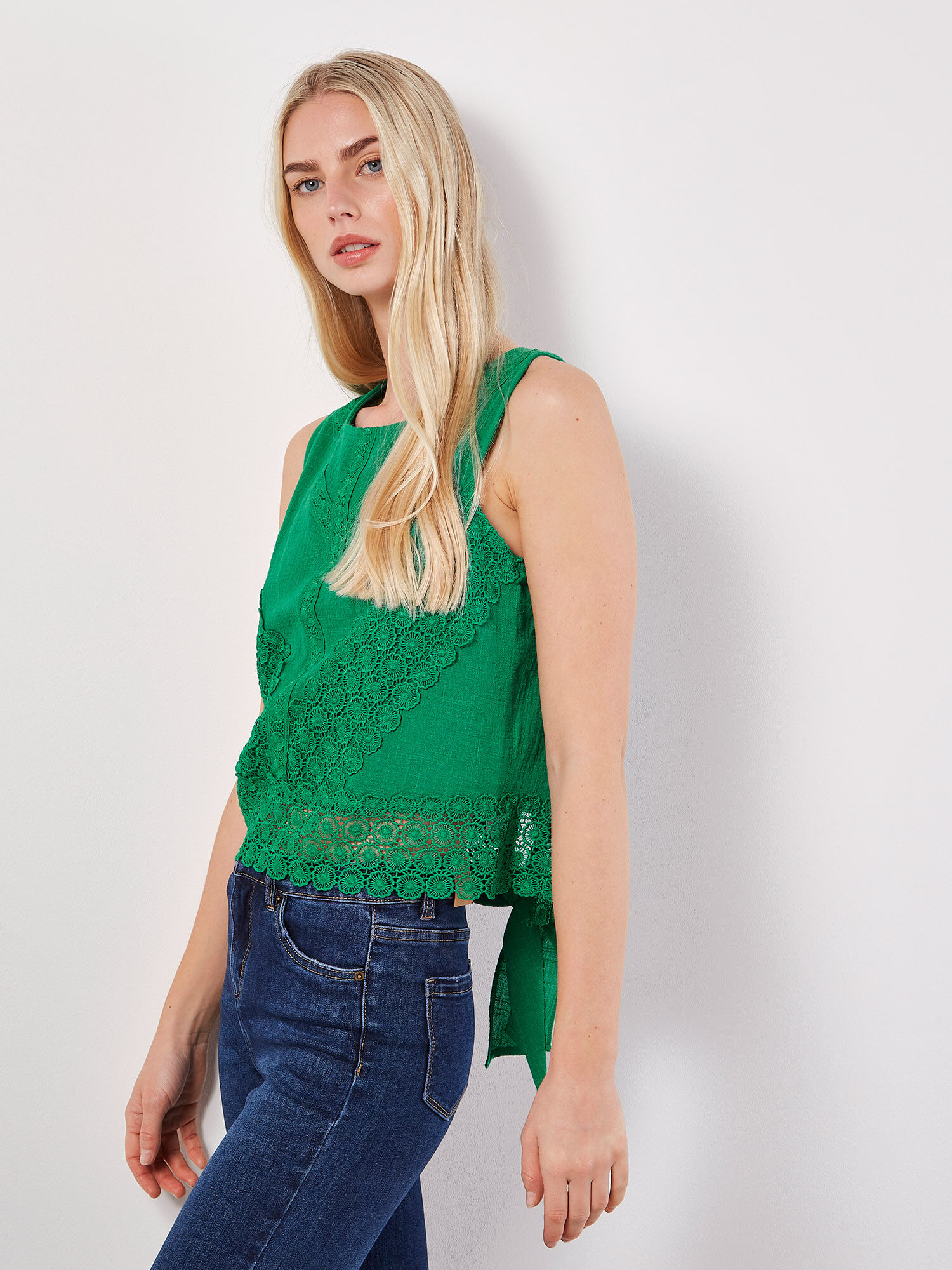 Cotton Lace Bow Top Apricot Clothing
