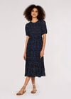 Polka Dot Crinkle Dress, Navy, large