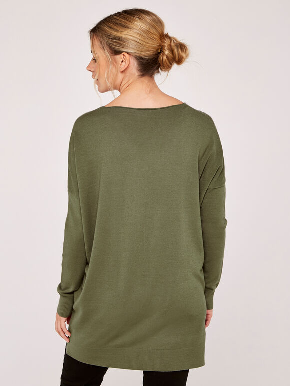 Soft V-Neck Jumper, Green, large