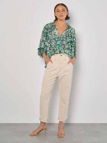 Blurred Floral Chiffon Blouse