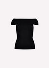 Rib Knit Bardot Top, Black, large