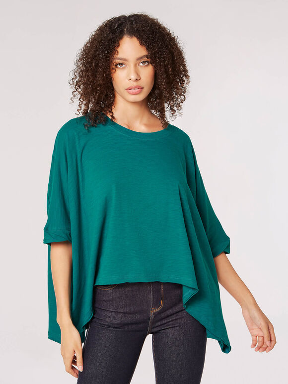 T-Shirt Cascade en Jersey de Coton, Vert, grand