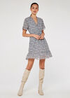 Floral Angel Sleeve Dress, Blue, large