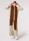 Soft Boucle Tassel Scarf, Brown, large