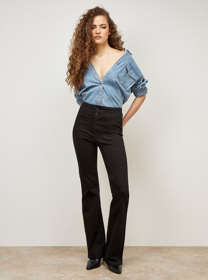 Rosa High Waist Pintuck Flare Jeans