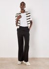 Tailored Flare Trousers, Black, large