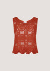 Crochet Circles Crop Top, Orange, large