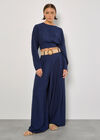 Split Back Crop Top, Navy, large