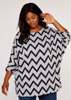 Curve Chevron Batwing Top, Grey, large