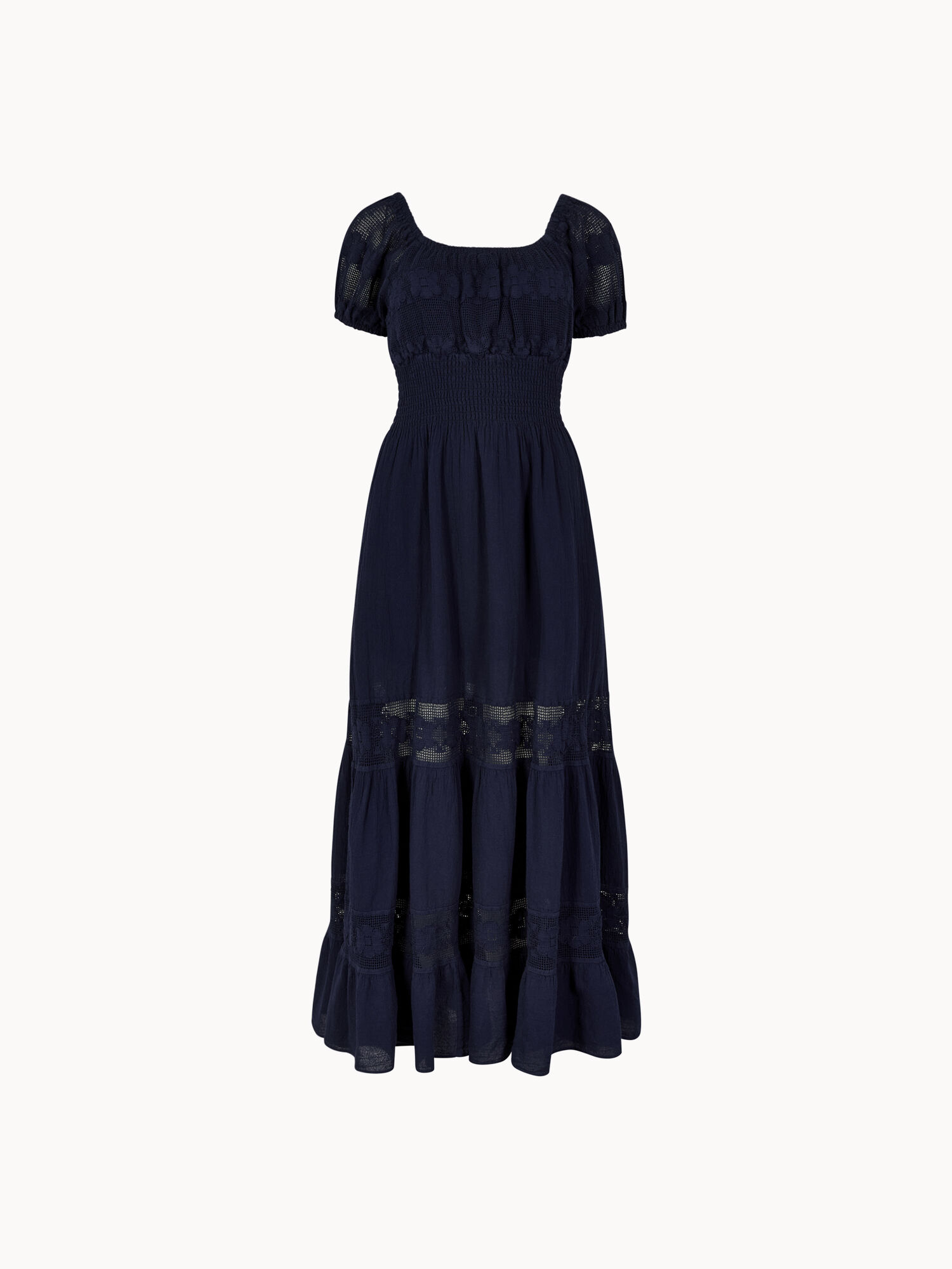 Floral Lace Cotton Milkmaid Maxi Dress | Apricot Clothing