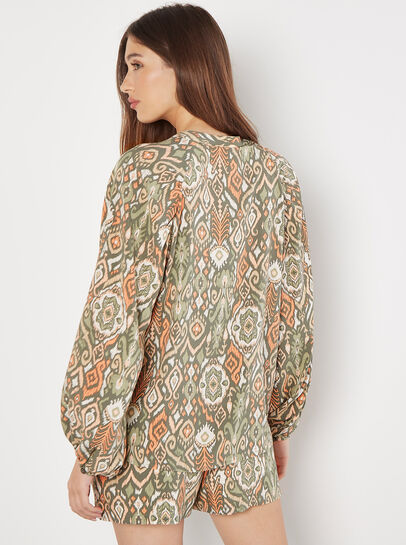 Ikat Print Oversized Blouse
