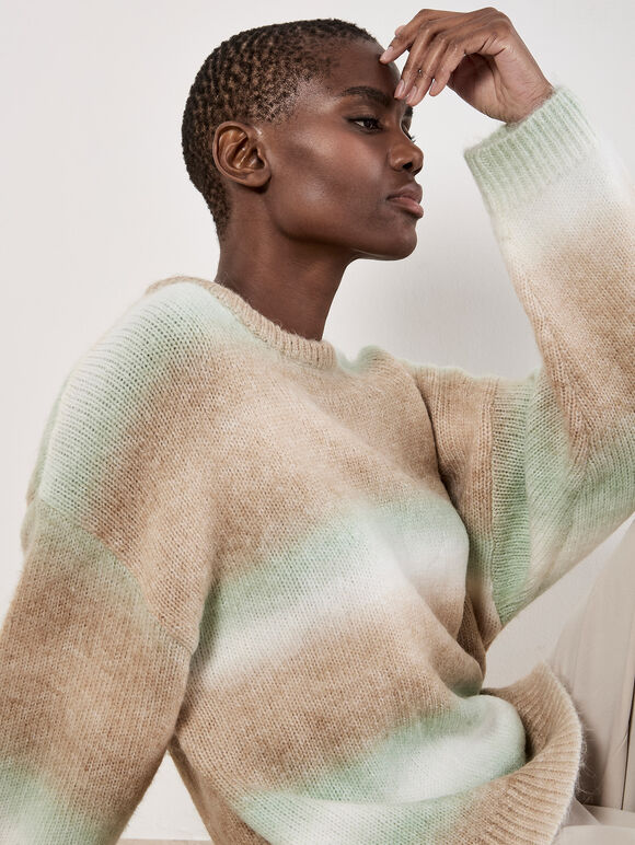 Space Dye Stripe Jumper, Green, large