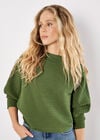 Rib Knit Batwing Jumper, Green, large