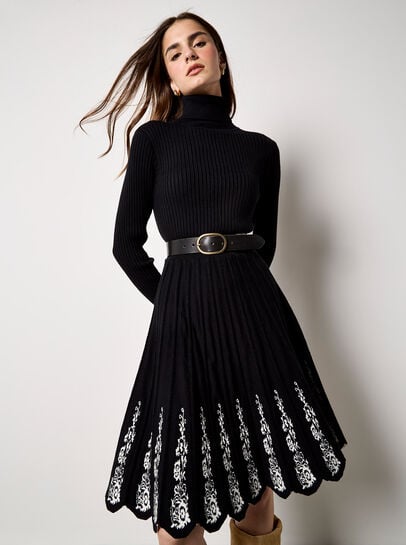 Filigree Pattern Knitted Midi Dress