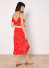 Leopard Print Ruffle Midi Dress, Red, large