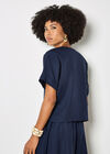 Lightweight V-neck Blouse, Navy, large