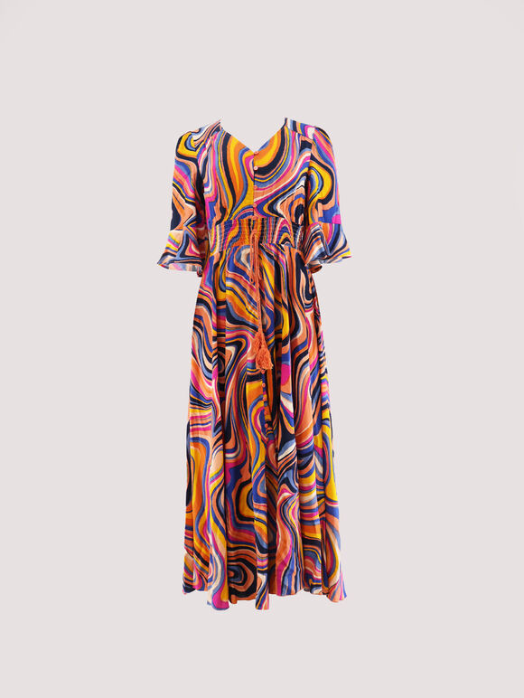 Robe Maxi Rétro Swirl, Orange, grand