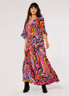 Robe Maxi Rétro Swirl, Orange, grand