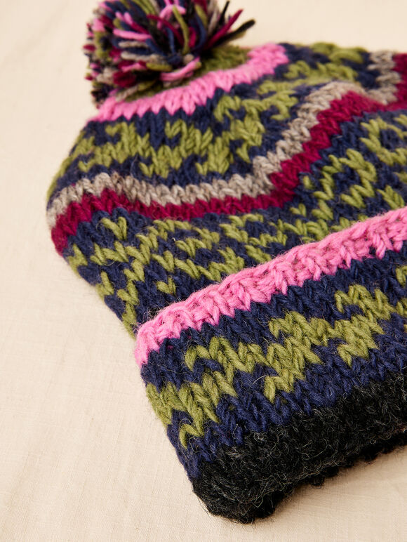 Bonnet en laine tricoté à la main, assorti, grand